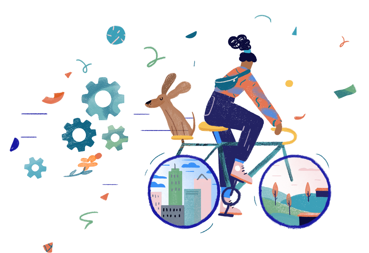 Illustration av kvinna som cyklar